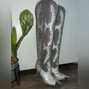 Knee high rhinestone cowgirl boots